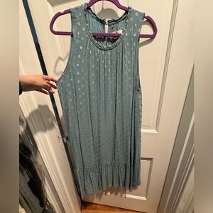 Anthropologie Blue Sleeveless Dress with Metallic Accents
